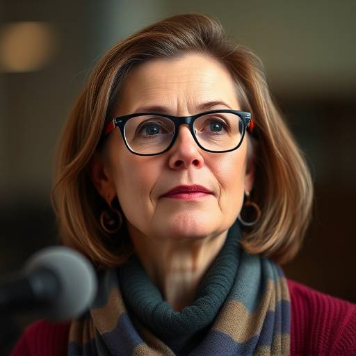 Portrait of Dr. Eleanor Vance, a Caucasian woman with glasses, looking thoughtfully into the distance.